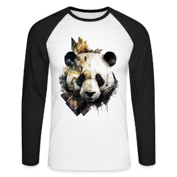 Panda Architecture Colorée Tête Cadeau Animal Panda Ours - T-shirt baseball manches longues Homme - blanc/noir - Devant - Nik (191cm)