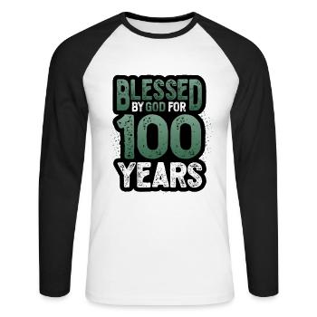 Religious by God for 100 years - Unisex Long Sleeve Baseball T-Shirt - white/black - Front - Nik (191cm)