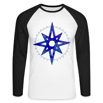 Stars - Star - Graphisme - Design graphique - T-shirt baseball manches longues Homme - blanc/noir - Devant - Nik (191cm)