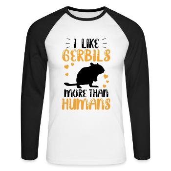 Gerbille ressemble plus à un rongeur Gerbille - T-shirt baseball manches longues Homme - blanc/noir - Devant - Nik (191cm)