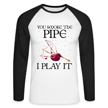 Bagpipes for pipers and Scots - Unisex Long Sleeve Baseball T-Shirt - white/black - Front - Nik (191cm)