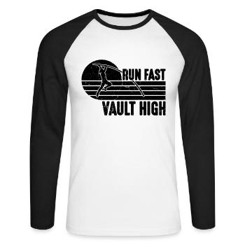Run Fast Vault High Track And Field Pole Vaulter - T-shirt baseball manches longues Homme - blanc/noir - Devant - Nik (191cm)