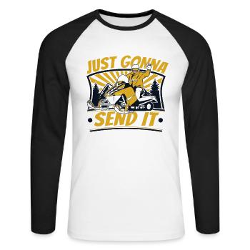 Just Gonna Send It Schneemotorrad Snowmobile - Unisex Baseballshirt langarm - Weiß/Schwarz - Vorne - Nik (191cm)