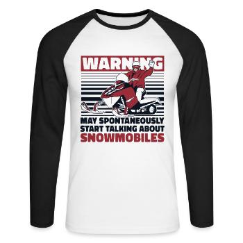 Peut spontanément parler de motoneiges - T-shirt baseball manches longues Homme - blanc/noir - Devant - Nik (191cm)