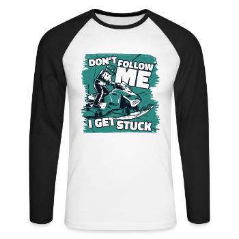 Ne me suivez pas Je suis coincé Conducteur de motoneige - T-shirt baseball manches longues Homme - blanc/noir - Devant - Nik (191cm)