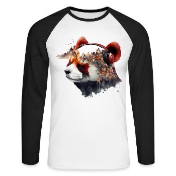 Red Panda Gift Panda Bear Art Animal Zoo Motif - Unisex Long Sleeve Baseball T-Shirt - white/black - Front - Nik (191cm)