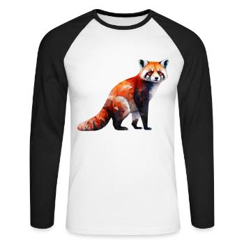 Roter Panda Geschenk Pandabär Kunst Tier Zoo Motiv - Unisex Baseballshirt langarm - Weiß/Schwarz - Vorne - Nik (191cm)