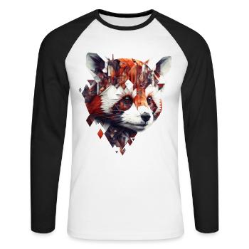 Roter Panda Geschenk Pandabär Kunst Tier Zoo Motiv - Unisex Baseballshirt langarm - Weiß/Schwarz - Vorne - Nik (191cm)