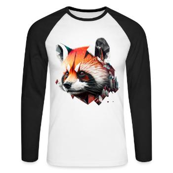 Red Panda Gift Panda Bear Art Animal Zoo Motif - Unisex Long Sleeve Baseball T-Shirt - white/black - Front - Nik (191cm)