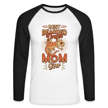 Meilleure mère de dragon barbu de tous les temps - T-shirt baseball manches longues Homme - blanc/noir - Devant - Nik (191cm)