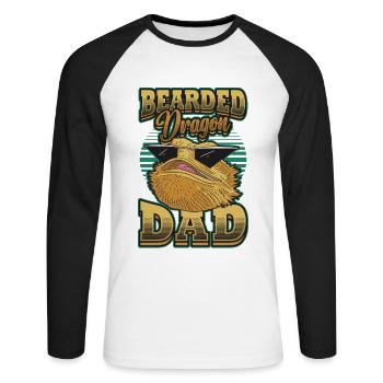 Meilleur père dragon barbu de tous les temps - T-shirt baseball manches longues Homme - blanc/noir - Devant - Nik (191cm)