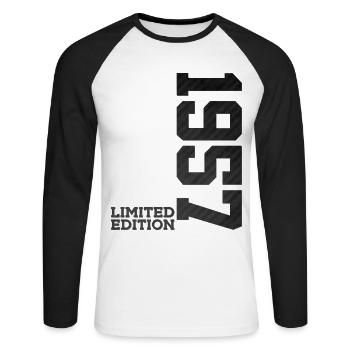 69E ANNIVERSAIRE ÉDITION LIMITÉE 1957 - T-shirt baseball manches longues Homme - blanc/noir - Devant - Nik (191cm)