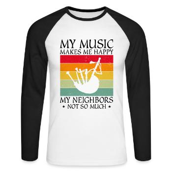 Citation de cornemuse pour les musiciens écossais et de cornemuse - T-shirt baseball manches longues Homme - blanc/noir - Devant - Nik (191cm)