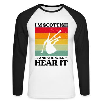 Conception de cornemuse pour Scotland Pride et cornemuse - T-shirt baseball manches longues Homme - blanc/noir - Devant - Nik (191cm)
