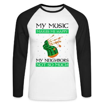 Bagpipes for pipers and Scots - Unisex Long Sleeve Baseball T-Shirt - white/black - Front - Nik (191cm)