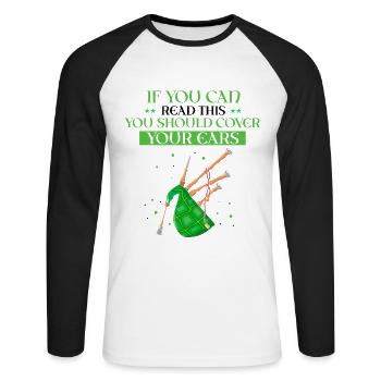 Scotsman Zitat für Dudelsackmusiker und Dudelsack - Unisex Baseballshirt langarm - Weiß/Schwarz - Vorne - Nik (191cm)