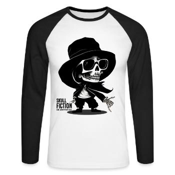 Totenkopf Skull Fiction Totenschädel - Unisex Long Sleeve Baseball T-Shirt - white/black - Front - Nik (191cm)