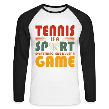 Funny Tennis Art Tennis Now Wine Lover Gift Idea - Unisex Long Sleeve Baseball T-Shirt - white/black - Front - Nik (191cm)