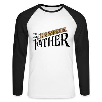 The Harmonica Father Harmonicist Mouth Harp Gift - Unisex Long Sleeve Baseball T-Shirt - white/black - Front - Nik (191cm)