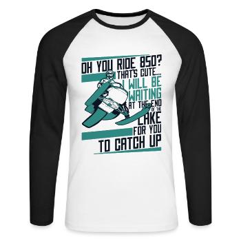 Oh Your Ride 850 Snow Motorcycle Snowmobile - Unisex Long Sleeve Baseball T-Shirt - white/black - Front - Nik (191cm)