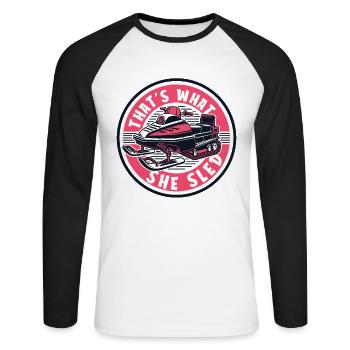 C’est ce qu’elle traîne motoneige motoneige motoneige - T-shirt baseball manches longues Homme - blanc/noir - Devant - Nik (191cm)