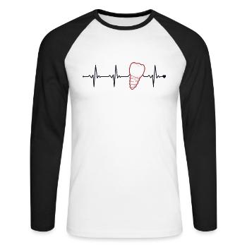 Dental Lab Tech Heartbeat Dental Laboratory Dental Technician - Unisex Long Sleeve Baseball T-Shirt - white/black - Front - Nik (191cm)