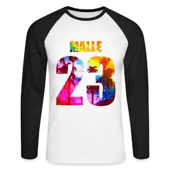 Malle 23 Mallorca 2023 - Unisex Long Sleeve Baseball T-Shirt - white/black - Front - Nik (191cm)