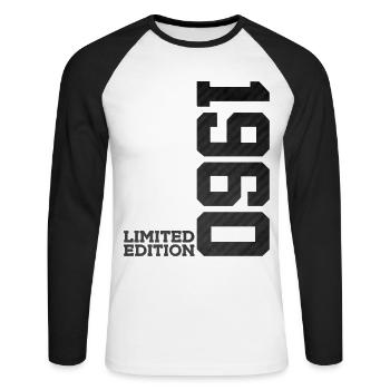66TH BIRTHDAY LIMITED EDITION 1960 - Unisex Long Sleeve Baseball T-Shirt - white/black - Front - Nik (191cm)