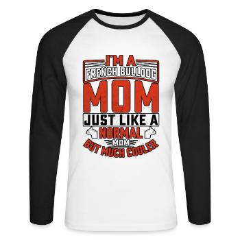 Je suis une maman bouledogue française - T-shirt baseball manches longues Homme - blanc/noir - Devant - Nik (191cm)