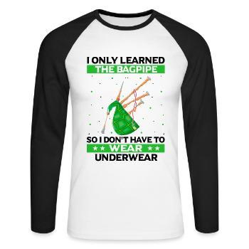 Bagpipes for pipers and Scots - Unisex Long Sleeve Baseball T-Shirt - white/black - Front - Nik (191cm)