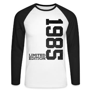 41ST BIRTHDAY LIMITED EDITION 1985 - Unisex Long Sleeve Baseball T-Shirt - white/black - Front - Nik (191cm)