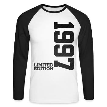 29E ANNIVERSAIRE ÉDITION LIMITÉE 1997 - T-shirt baseball manches longues Homme - blanc/noir - Devant - Nik (191cm)