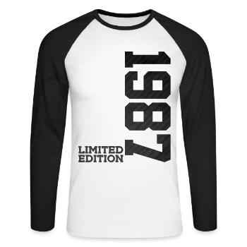 39E ANNIVERSAIRE ÉDITION LIMITÉE 1987 - T-shirt baseball manches longues Homme - blanc/noir - Devant - Nik (191cm)