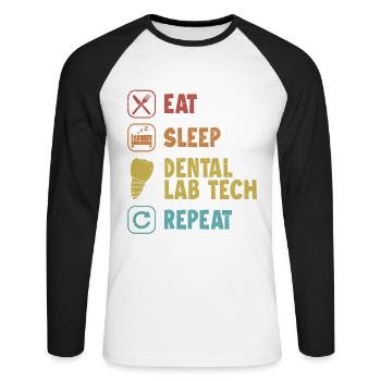 Eat Sleep Dental Lab Tech Repeat Zahnlabor - Unisex Long Sleeve Baseball T-Shirt - white/black - Front - Nik (191cm)