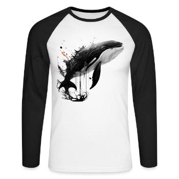 Wal Ozean Meeresbiologe Geschenk Kunst Tier Zoo - Unisex Baseballshirt langarm - Weiß/Schwarz - Vorne - Nik (191cm)