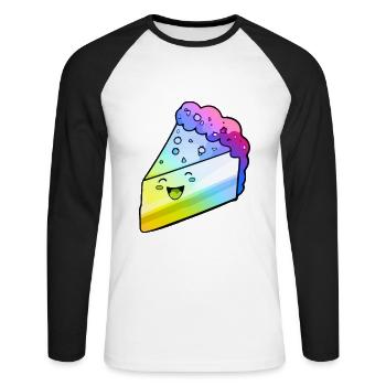 Käsekuchen Cake Bunt - Unisex Baseballshirt langarm - Weiß/Schwarz - Vorne - Nik (191cm)