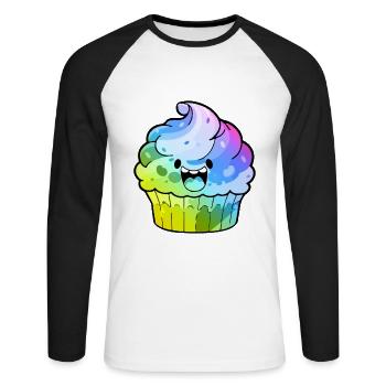 Muffin Comic Colorful - Unisex Long Sleeve Baseball T-Shirt - white/black - Front - Nik (191cm)