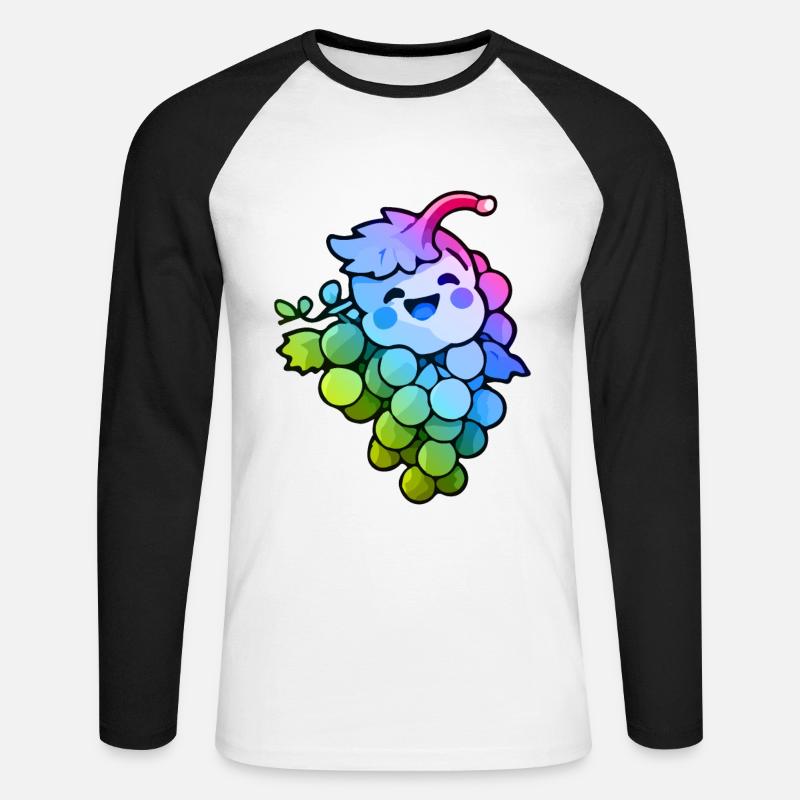 Weintraube Comic Bunt - Unisex Baseballshirt langarm - Weiß/Schwarz