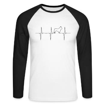 French Bulldog ECG heartbeat - Unisex Long Sleeve Baseball T-Shirt - white/black - Front - Nik (191cm)