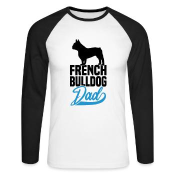 French Bulldog Dad - Unisex Long Sleeve Baseball T-Shirt - white/black - Front - Nik (191cm)