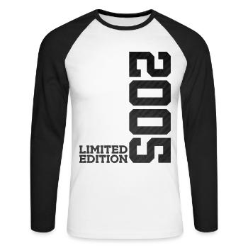 21ST BIRTHDAY LIMITED EDITION 2005 - Unisex Long Sleeve Baseball T-Shirt - white/black - Front - Nik (191cm)