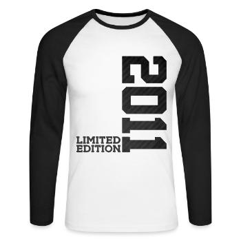 15TH BIRTHDAY LIMITED EDITION 2011 - Unisex Long Sleeve Baseball T-Shirt - white/black - Front - Nik (191cm)