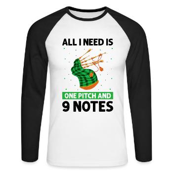 Citation de cornemuse pour un écossais et un musicien de cornemuse - T-shirt baseball manches longues Homme - blanc/noir - Devant - Nik (191cm)