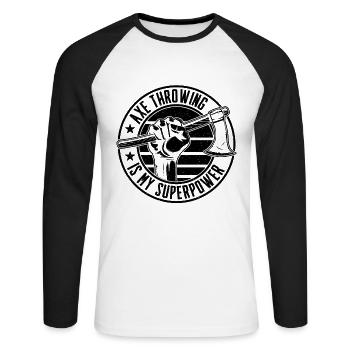 Le lancer de hache est mon lanceur de hache Bullseye de superpuissance - T-shirt baseball manches longues Homme - blanc/noir - Devant - Nik (191cm)