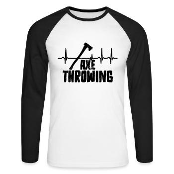 Axe Throwing Heartbeat Loves Throwing Axe Thrower - Unisex Baseballshirt langarm - Weiß/Schwarz - Vorne - Nik (191cm)