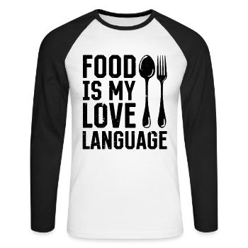 Food Is My Love Language Cooks Chef Instruments Co - Unisex Baseballshirt langarm - Weiß/Schwarz - Vorne - Nik (191cm)
