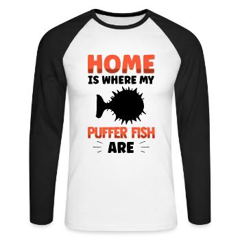 Puffer fish is my home Giant puffer fish - Unisex Long Sleeve Baseball T-Shirt - white/black - Front - Nik (191cm)