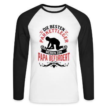 Parkettleger wird zum Papa Fußbodenleger - Unisex Baseballshirt langarm - Weiß/Schwarz - Vorne - Nik (191cm)