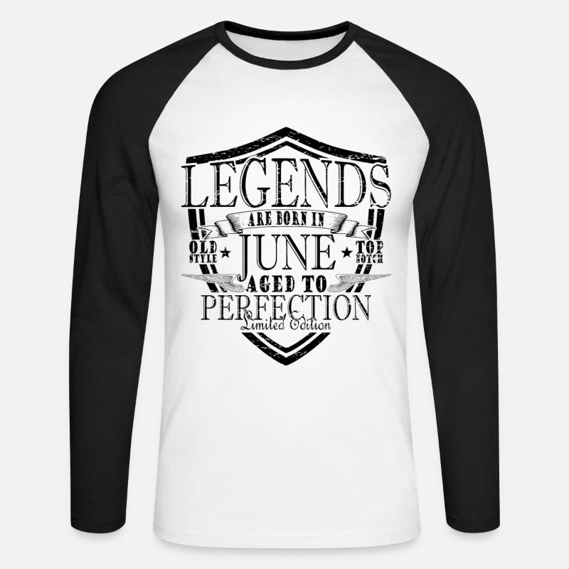 Legenden Juni - Unisex Baseballshirt langarm - Weiß/Schwarz