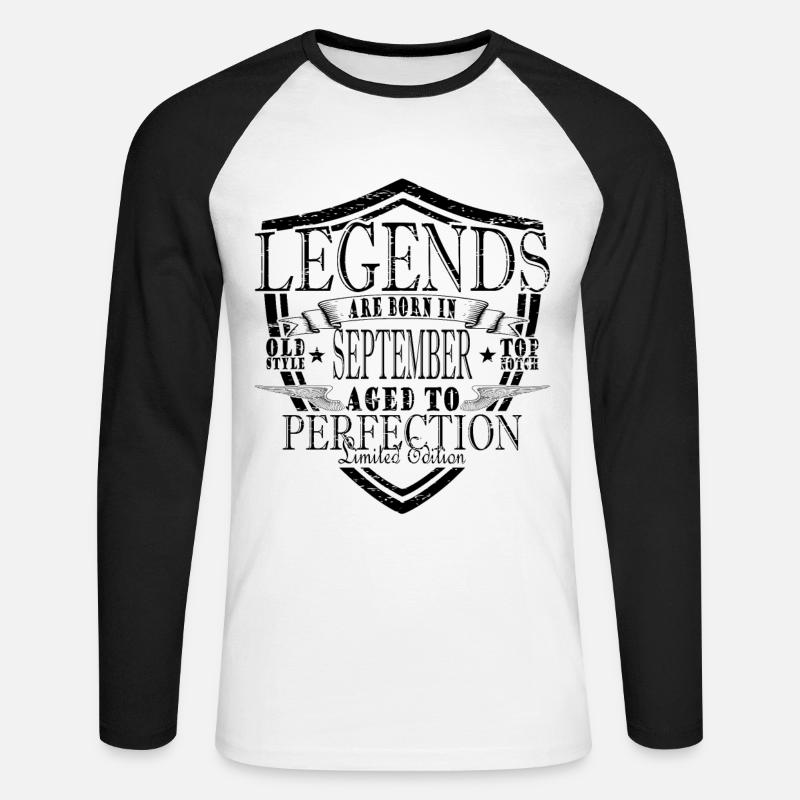 Legenden September - Unisex Baseballshirt langarm - Weiß/Schwarz